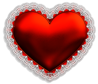 a red heart with lace